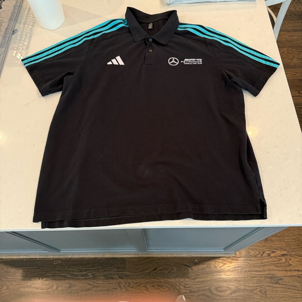 Mercedes AMG Petronas men’s 2xl Black adidas Polo Shirt. Never worn - Picture 7 of 12